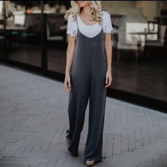 Sadie & Sage Pants - Sadie & Sage Daniela Linen Tie Jumpsuit L